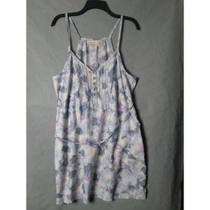 DKNY jeans dress womens XL blue beige sleeveless short bohemian flowy Floral